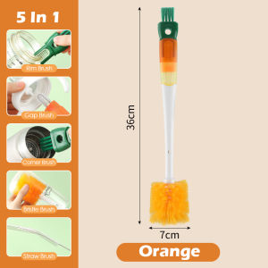5-in-1 Bottle Brush Cleaning Kit Long Handle Straw Brush Coffe Mug Nipple Brushes Detachable Kitchen Washing Utensils