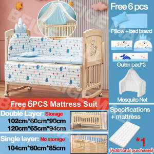 Baby Crib Complete with Universal Full-Cover Mosquito Net Stand and Breathable Protection for Newborns嬰兒牀寶寶牀落地蚊帳
