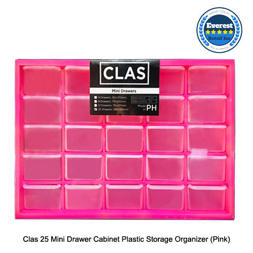 Clas 25 Mini Drawer Cabinet Plastic Storage Organizer (White/Dark Gray ...