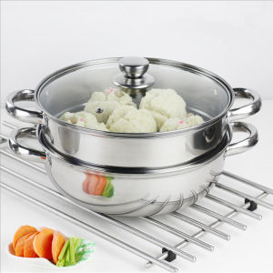 Nồi Hấp Inox 2 Tầng Kèm Xửng Hấp Đa Năng 28cm Nồi Hấp Cao Cấp Nắp Kính Cách Thủy Nồi Hấp 2 Tầng Inox