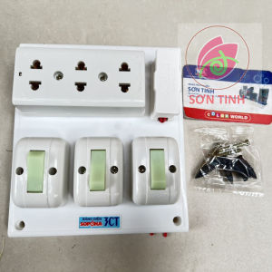 (Taplo) Bảng điện nổi SOPOKA 3CT 3 công tắc 3 ổ cắm Chịu nhiệt Chống cháy Có Dây sẵn 1 cầu chì