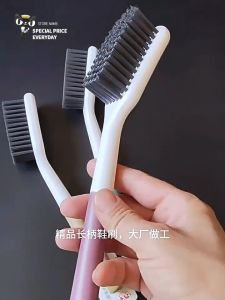 Shoe Cleaning Brush Long Handle Soft Bristle Non Damaging for Sneakers Leather Canvas Household Laundry Brush Multipurpose Ergonomic Grip Heavy Duty for Shoes Clothes with Hanging Loop