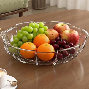 OKDEALS01 Thicken Fruit Plates Petal Shape Large Capacity Snack Serving Tray Versatile Stackable Snack Storage Dish Household Use