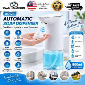 AS123 Automatic Soap Dispenser 500ml Touchless Sensor Type-C Rechargeable自动洗手机 Dispenser Sabun Automatik