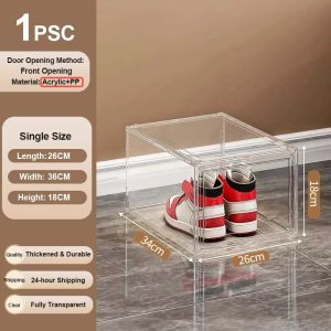 Transparent Acrylic Sneaker Shoes Rack Cabinet. Magnetic Clear and Stackable Organizer with Large Space for Storage. Keep Your Shoes Neat and Visible#XH002#XH009
