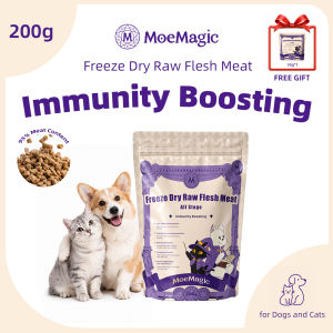 MoeMagic Halal Chicken Freeze Dried Cat&Dog Food for All Ages 200g High Meat Content ≥95% Crude Protein≥60% Immunity Boost Superfood Infused Added probiotics Makanan Kucing