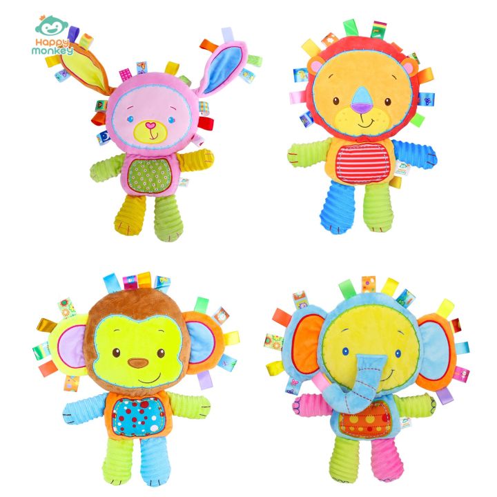 Happy Monkey Baby Animal Cotton Plush Toy Rattle Teethers