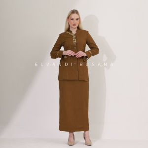 Blazer Wanita Baju Kerja Kantor Seragam PDH PNS Pemda Dinas Guru ASN Wanita Setelan Rok Span Kode 7011 Warna Pemda Aceh Khaki Tua Gelap Coklat Tua Gelap