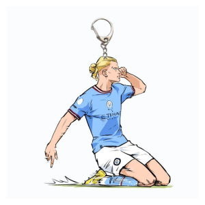 Haaland Acrylic Keychain Q版 Cartoon Football Star Keyring Cute Soccer Player Pendant Anime Style Key Chain Accessory Gift for Fans