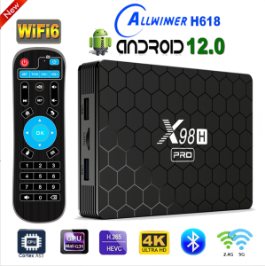 New X98H Pro Android 12 TV Box Allwinner H618 Quad Core Cortex A53 4K HD 60fps VP9 2.4G&5G WiFi6 Bluetooth 5.X 4GB 32GB 64GB 1000M Ethernet HDMI in Smart Media Player Support Voice Assistant 2022 Set Top Box