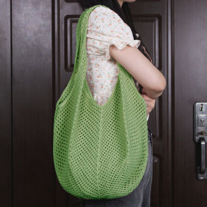 Women Crochet Tote Bag Summer Beach Knitted Hollow Out Large Capacity Fashionable Casual Tote for Women