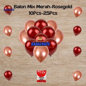 Balon Latex Metalik / Balon Karet Metalik 12inch Merah Mix Free Lem
