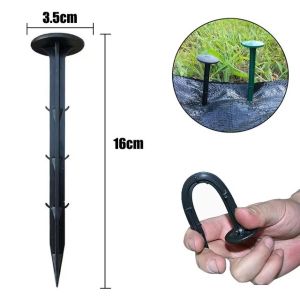 100PCS Paku Weedmat 11/16cm Black Plastic Weedmat Nail Paku Weedmat Penutup Tanah Fertigasi 防草布地钉