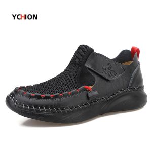 YCHION รองเท้าบู๊ทลำลองหนังรองเท้าผู้ชายระบายอากาศแฟชั่นสไตล์อังกฤษสำหรับฤดูร้อนแผ่นรองเท้านุ่มสบายรองเท้าขนาดใหญ่46 47 48