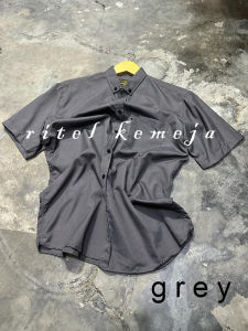 kemeja polos pria lengan pendek premium distro baju kerja casual motif polos