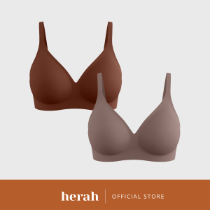 Herah Seamless Buckle Bra 2pcs Wireless with Hook Buttery Soft Plus Size Women