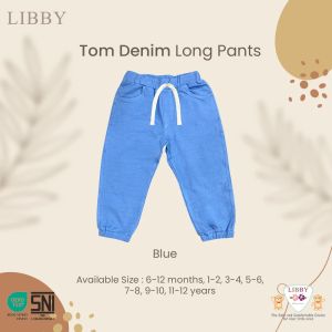 [TOMS] LIBBY (1pcs) Tom Long Denim Earth Celana Panjang Katun Polos Bayi & Anak Laki-laki Usia 9 Bulan - 12Tahun