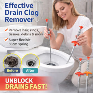 Flexible Bendable Toilet Drain Unblocker Long Plumbing Snake Tool for Removing Hair and Deep Clogs