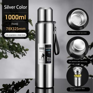 2 liter water bottle all-steel thermos cup 316 stainless steel thermos bottle Vacuum stainless steel bottle big water bottle-保溫瓶水壶水瓶