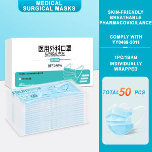 LYL 50 หน้ากากการผ่าตัดทางการแพทย์สีดำ หน้ากากทางการแพทย์แบบใช้แล้วทิ้ง สำหรับผู้ชายและผู้หญิง ความสวยสีสูง อบอุ่นในฤดูใบไม้ผลิและฤดูหนาว หายใจสะดวก สีขาว