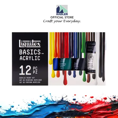 Liquitex Basics Acrylic Paint Set [12×22ml] | Student-Grade Lightfast Pigments Multi-Surface