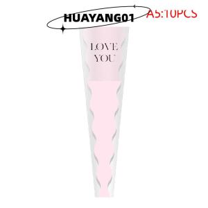 HUAYANG01 [HOT FASHION] 10pcs Single Rose Sleeves Flower Wrapping Bag Bouquet Packaging Bags Clear Cellophane Floral Wrappers For Valentines Day