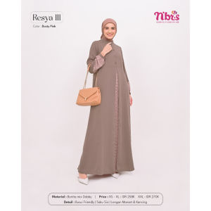 Nibras Resya 111 Gamis Ibu Ibu Terbaru Bahan Bonita Dobby Choco Grey Dusty Pink Brown Kombinasi NEW