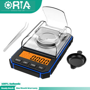 ORIA Digital Milligram Scale 50g/ 0.001g Mini Scale Pocket Jewelry Scale with Calibration Tweezers & Weighing Pan 6 Units & Tare & PCS & LCD scale for Lab/Diamond/Medicine etc