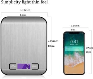MINIATURE AND PORTABLE 1 GRAM TO 10 KG DIGITAL FOOD KITCHEN SCALE WEIGHT GRAMS AND OZ LED BACKLIT DISPLAY LED (AAA BATTERY) STAINLESS STEEL COOKING SCALE PRECISION FOOD SCALE FOR BAKING AND COOKING