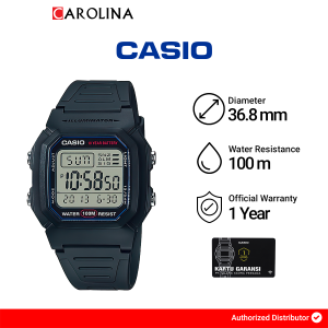 Jam Tangan Pria Casio W-800H-1A Digital Black Resin Band