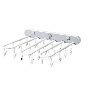 KIYO Jepitan Jemuran Kaos Kaki Pakaian Dalam Baju Baby Tempel Bisa Lipat / Rak Jepitan Modern Hemat Ruangan / Gantungan Jemuran Jepitan Gantung Tempel Serbaguna