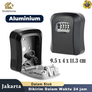 Kotak Kunci Aluminium Aman Tahan Cuaca Kombinasi 4 Digit Kunci Luar Ruangan Tempat Penyimpanan Kunci Kotak Kunci Terpasang Dinding Aluminium Aloi Plastik