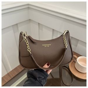 Túi đeo chéo da PU thời trang Dây kéo Túi đeo vai có thể điều chỉnh Màu đồng màu Túi đeo dưới cánh tay cho phụ nữ2026