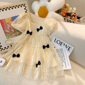 LS Show Girls Dress Short Sleeve Baby Girl Princess Dress Childrens Clothing Childrens Summer Clothing Girl
