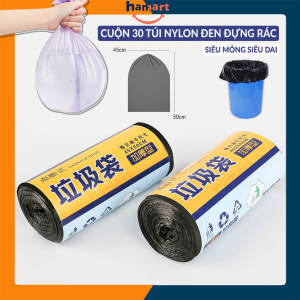 Cuộn 30 Túi Rác Đen Bao Bọc Đựng Rác Văn Phòng Size Trung 45x50 Tự Huỷ Sinh Học Tiện Lợi