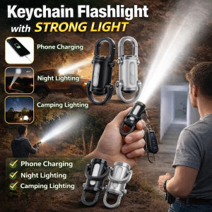 🔥Keychain Flashlight Waterproof Light USB Rechargeable Mini Pocket Torch Ultra Bright LED + COB Side Light