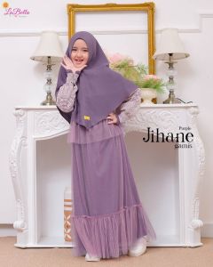 Gamis Anak Syari Set Hijjab Labella Jihane Ungu Usia 5 - 12 Tahun