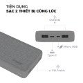 Sạc dự phòng Energizer UE20043 -20000mAh 2 cổng USB output, bọc vải Fabric thời trang chống bám vân tay. 