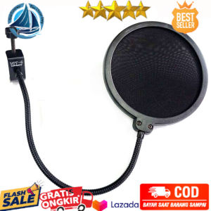 BISA COD - Pop Filter Pop Shield Filter Mikrofon Dual Layer BOP / Aksesoris Audio / Audio / Perlengkapan Suara / Penjernih Suara / Aksesoris Bernyanyi - D65