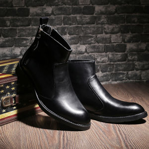 YCAMEL 2023 Men Chelsea Boots Italian Style Ankle Boots Split Leather Upper Men Boots Size 37-44