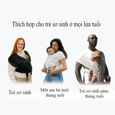 Mishilei Địu vải cho bé sơ sinh cotton cao cấp thoáng mát ôm sát hỗ trợ mẹ choàng bé đi chơi