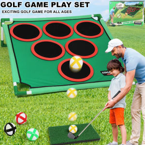 Kids Golf Games Set Golf Putting Practice Mat 3 Types Golf Chipping Net with Club Kid Adults Multiple Modes Golf Practice