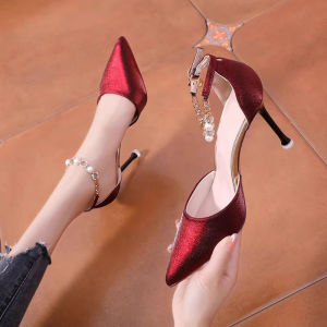 Free Shipping WomenS High Heels With A Single-Strap Design Thin Heels Spring New Collection Elegant Pointed-Toe Pumps With A Hollowed-Out Design