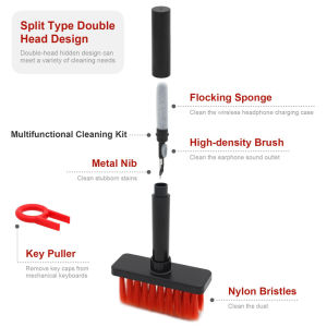 Mezone Multipurpose Cleaning Brush Pen Large Bristles Easily Clean Keyboard Detail Brush Multi-angle Cleaning For Laptop Keyboard Headset Camera Watch