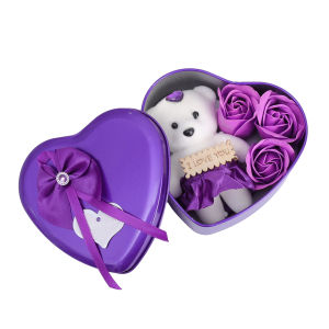 YESPERY Valentines Day Bear Rose Gift Box Soap Flower Birthday Gifts For Girlfriend Couples Anniversary Women Wedding Gifts For Guests