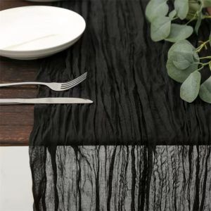 JPTD 90x180/300cm Table Runners Vintage Rustic Country Gauze Tablecloth Long Multi-color Cheesecloth Table Setting Beach Wedding