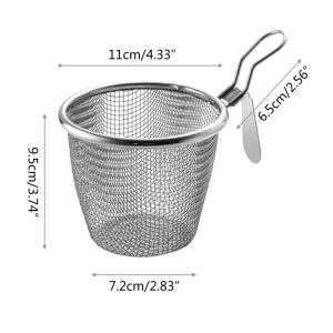Stainless Steel Fine Wire Mesh Food Colander Strainer Hot Frying Pan Filter Basket Sieve Dryer For Noodle Vegetable Dumplings