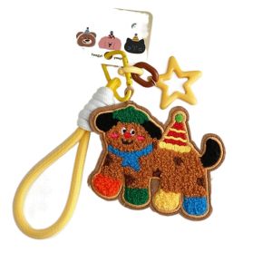 COLOO Bag Charms Cartoon Puppy Keychain Embroidery Phone Chain Plush Doll Pendant Fashion Weave Nylon Rope Braid Rope Bag Charms Bag Hanging