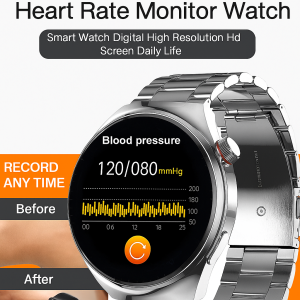 Smart Blood Sugar Watch Round Steel Strap Bluetooth Talk Heart Rate Monitor Watch Inch Smart Watch