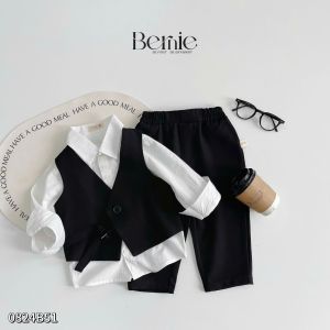 Set vest gile công tử cổ V 3 chi tiết phong cách hàn quốc cho bé trai 1 đến 7 tuổi Bernie 0824B51